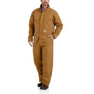 Loose Fit Washed Duck Insulated Coverall for Men